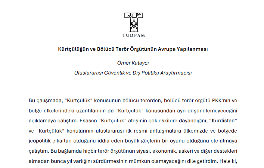 RAPOR No:8 | Kürtçülüğün ve Bölücü Terör Örgütünün Avrupa Yapılanması