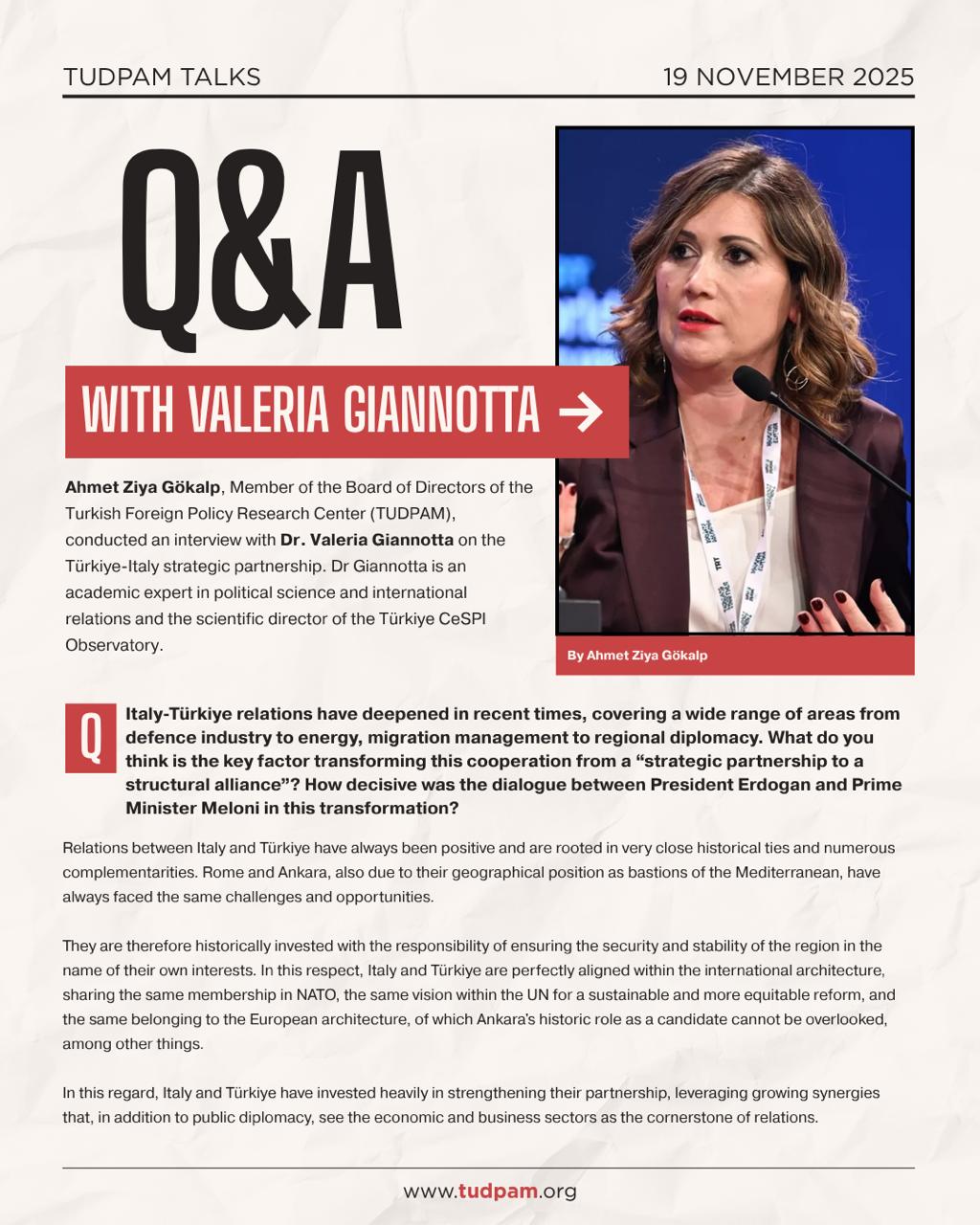 Interview with Dr. Valeria Giannotta | From Defence to Diplomacy: The Türkiye-Italy Strategic Partnership