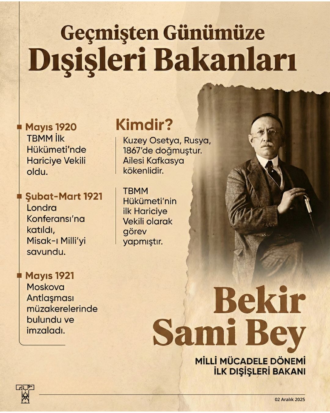 Geçmişten Günümüze Dışişleri Bakanlarımız | Bekir Sami Bey