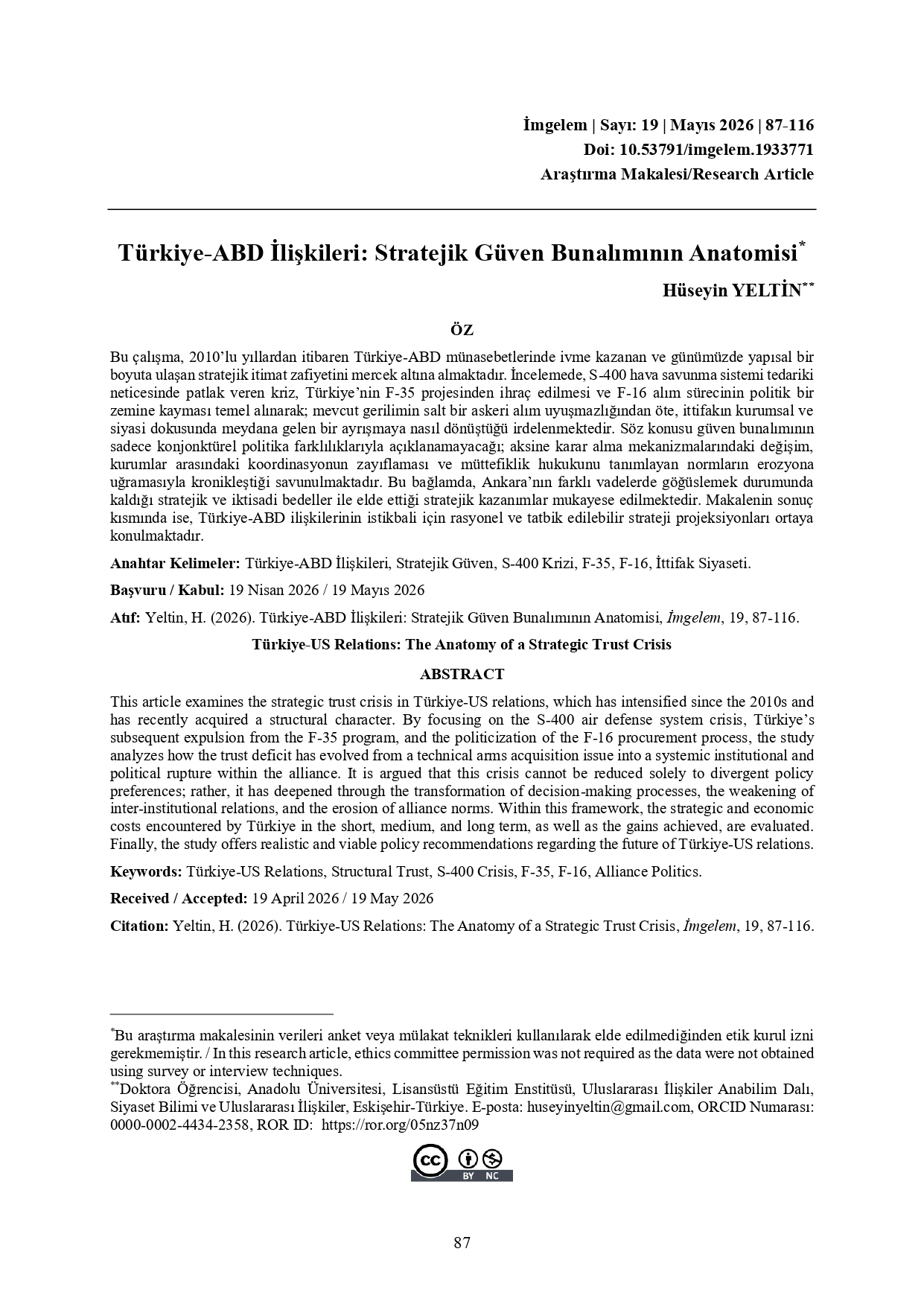 TUDPAM Başkanı Yeltin’in Makalesi İmgelem Dergisi’nde Yayınlandı