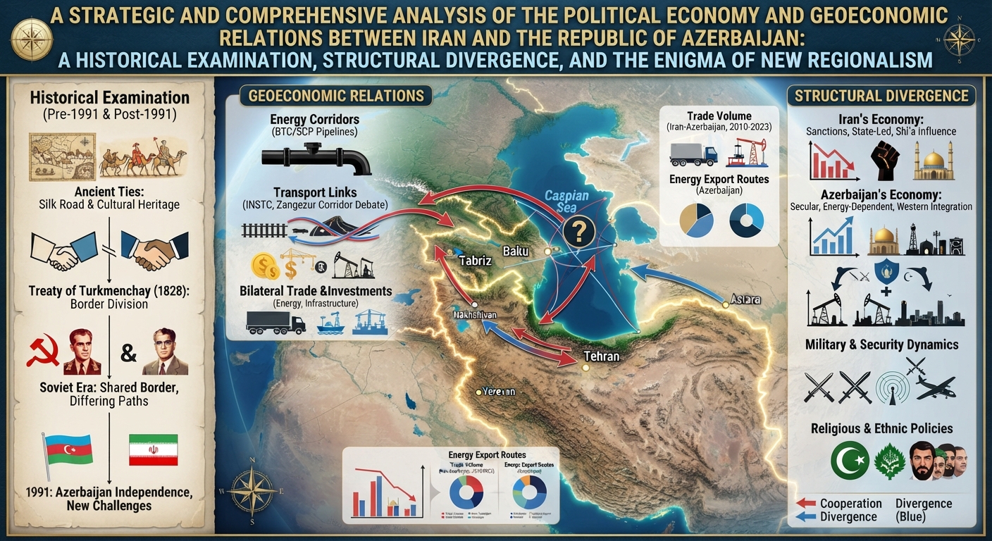 A Strategic and Comprehensive Analysis of the Political Economy and Geoeconomic Relations between Iran and the Republic of Azerbaijan: A Historical Examination, Structural Divergence, and the Enigma of New Regionalism