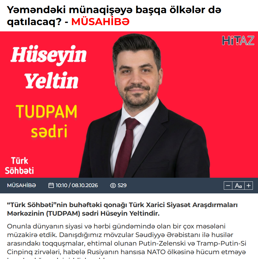 TUDPAM Başkanı Yeltin Hit.az Haber Portalına Röportaj Verdi